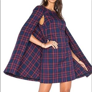 Trina turk plaid cape dress
